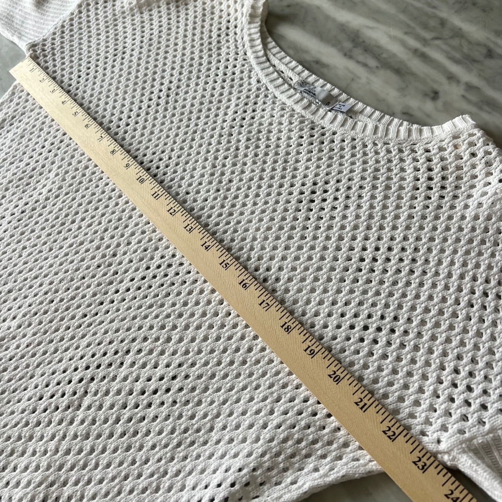 PrAna Organic Cotton Parker open knit crew neck sweater White Women's Sz S - Picture 4 of 9